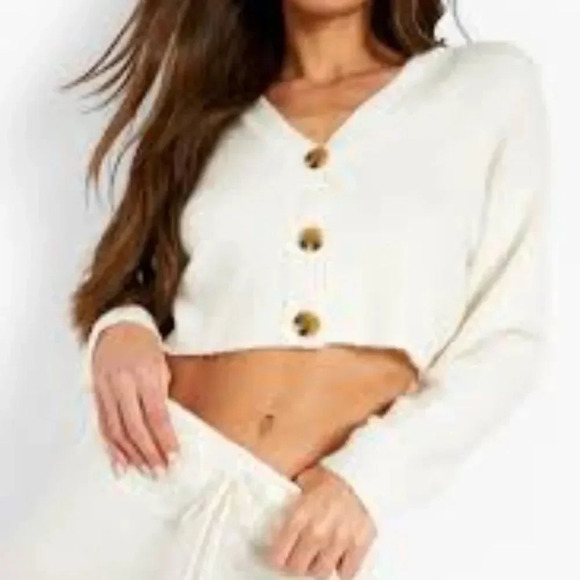 SHEIN Button Down Crop Cardigan Size Medium - Picture 1 of 5